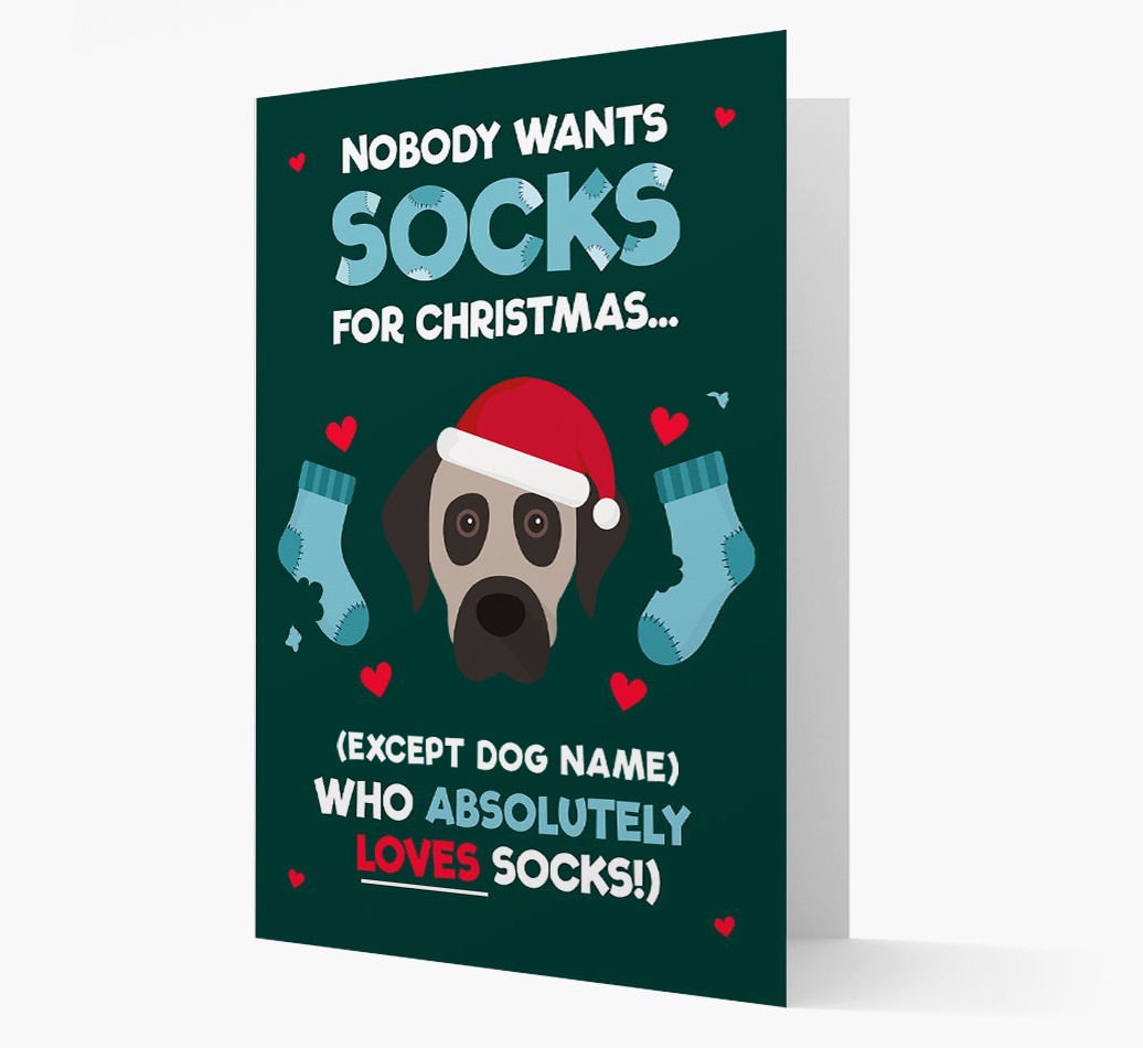 'Nobody Wants Socks for Christmas' - Personalized {breedFullName} Christmas Card