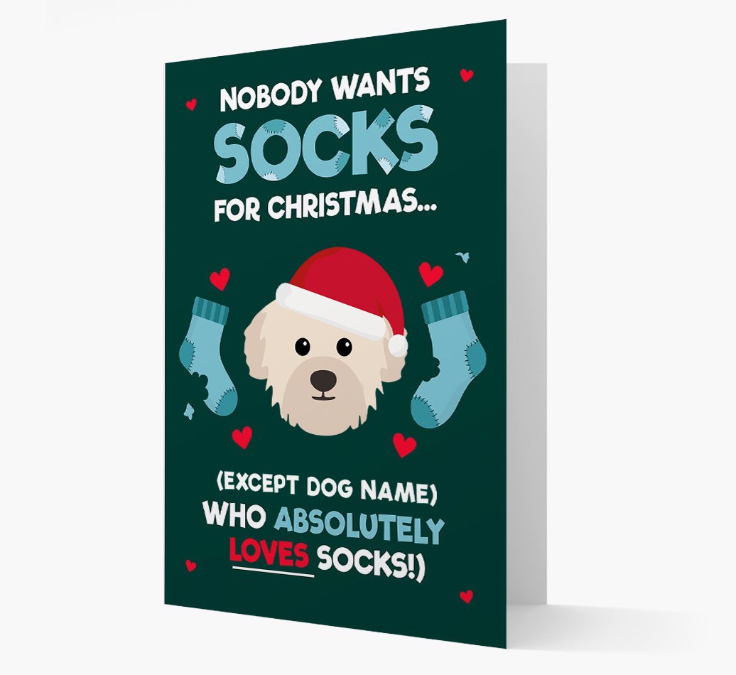 'Nobody Wants Socks for Christmas' - Personalized {breedFullName} Christmas Card