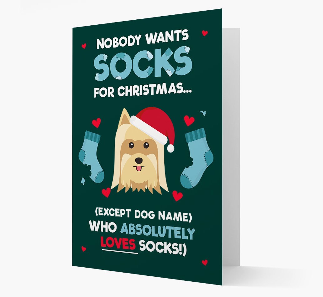 'Nobody Wants Socks for Christmas' - Personalized {breedFullName} Christmas Card