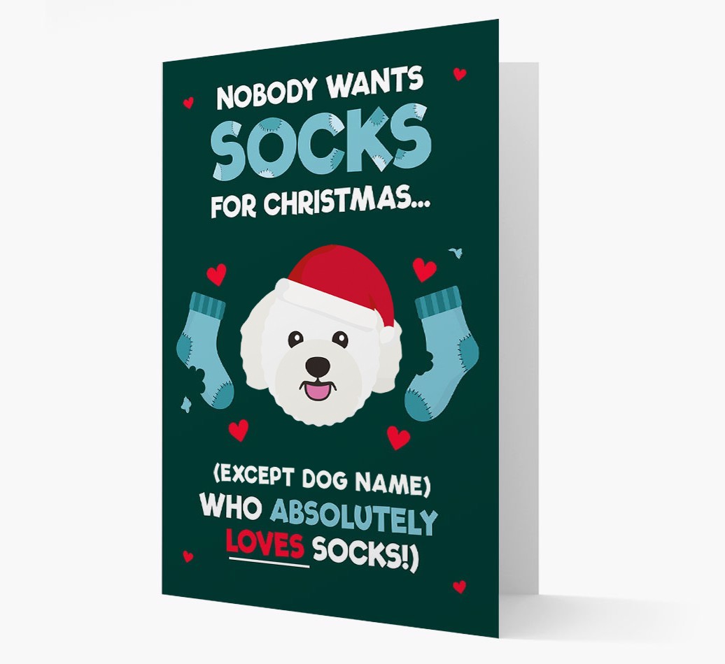 'Nobody Wants Socks for Christmas' - Personalized {breedFullName} Christmas Card