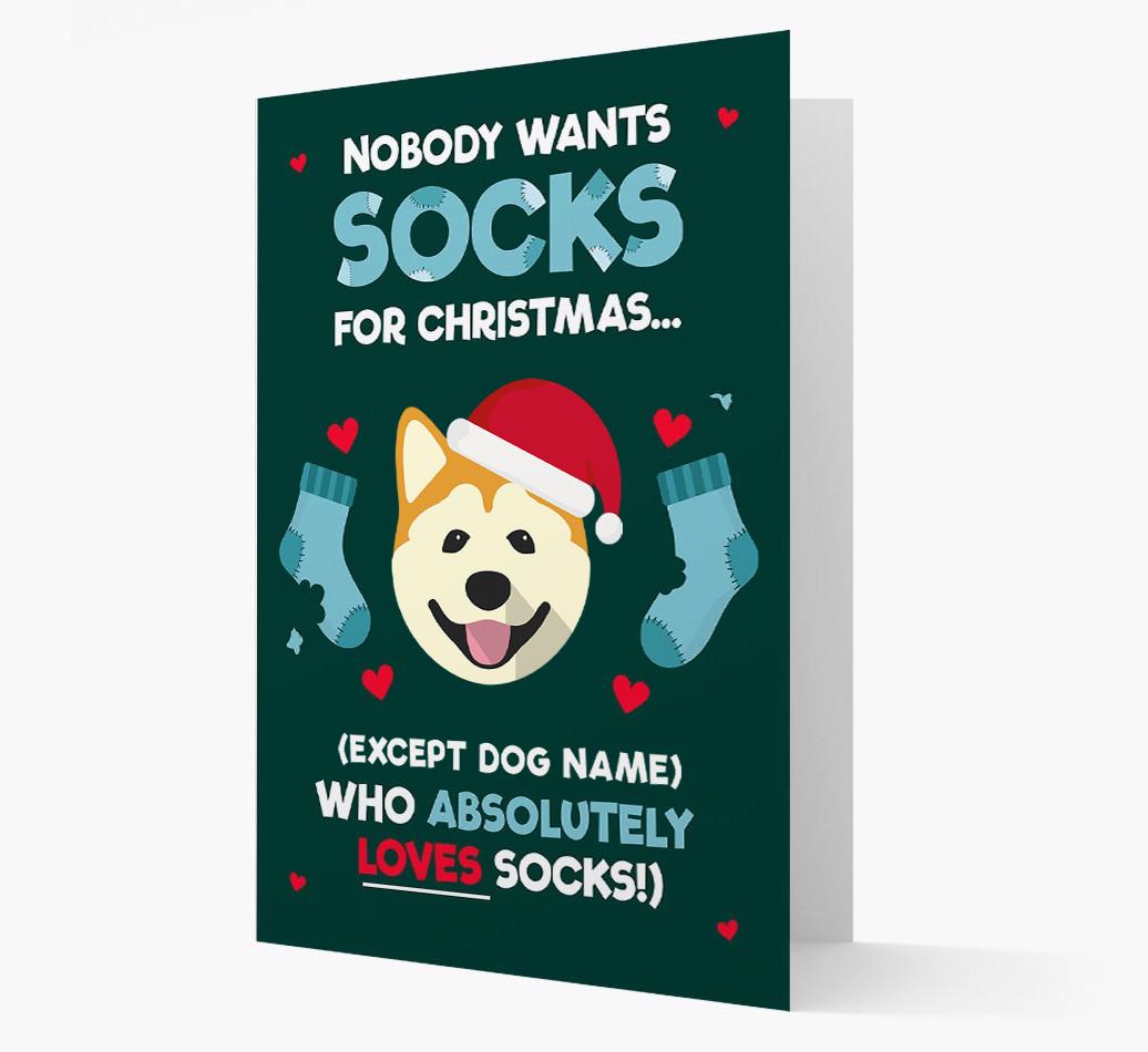 'Nobody Wants Socks for Christmas' - Personalized {breedFullName} Christmas Card