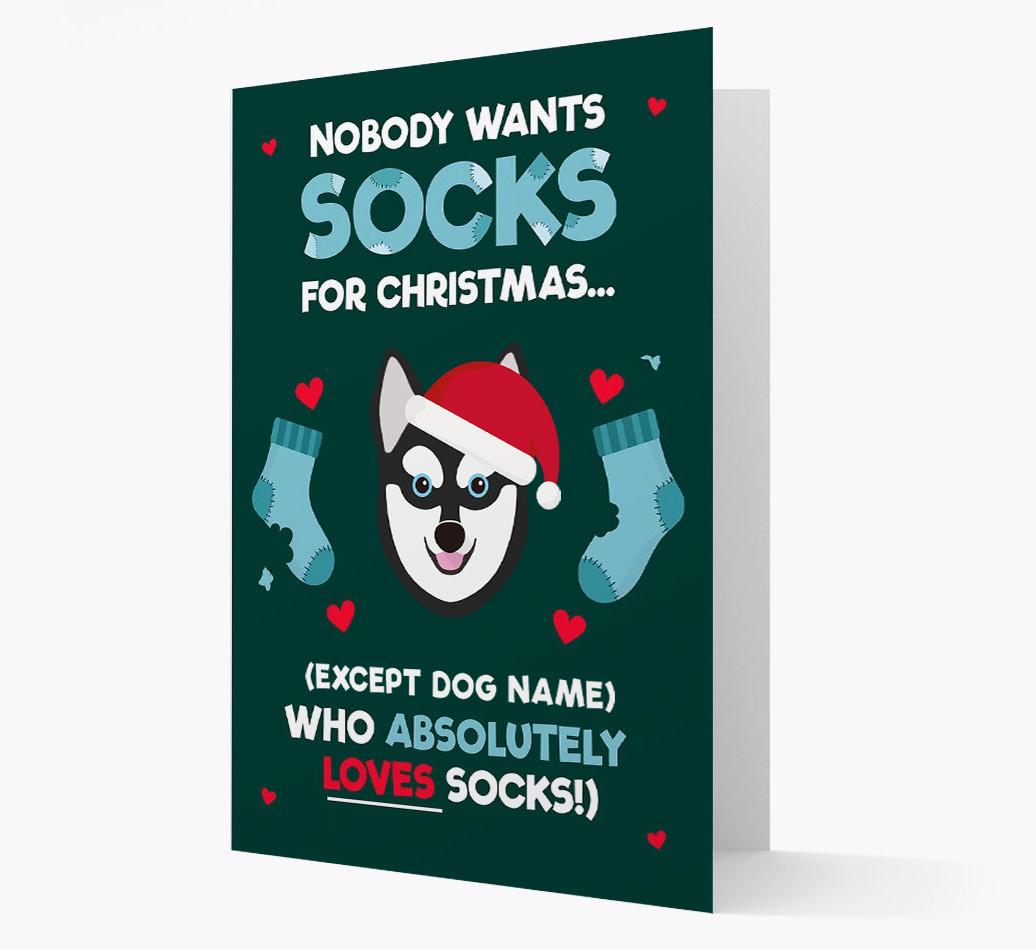 'Nobody Wants Socks for Christmas' - Personalized {breedFullName} Christmas Card