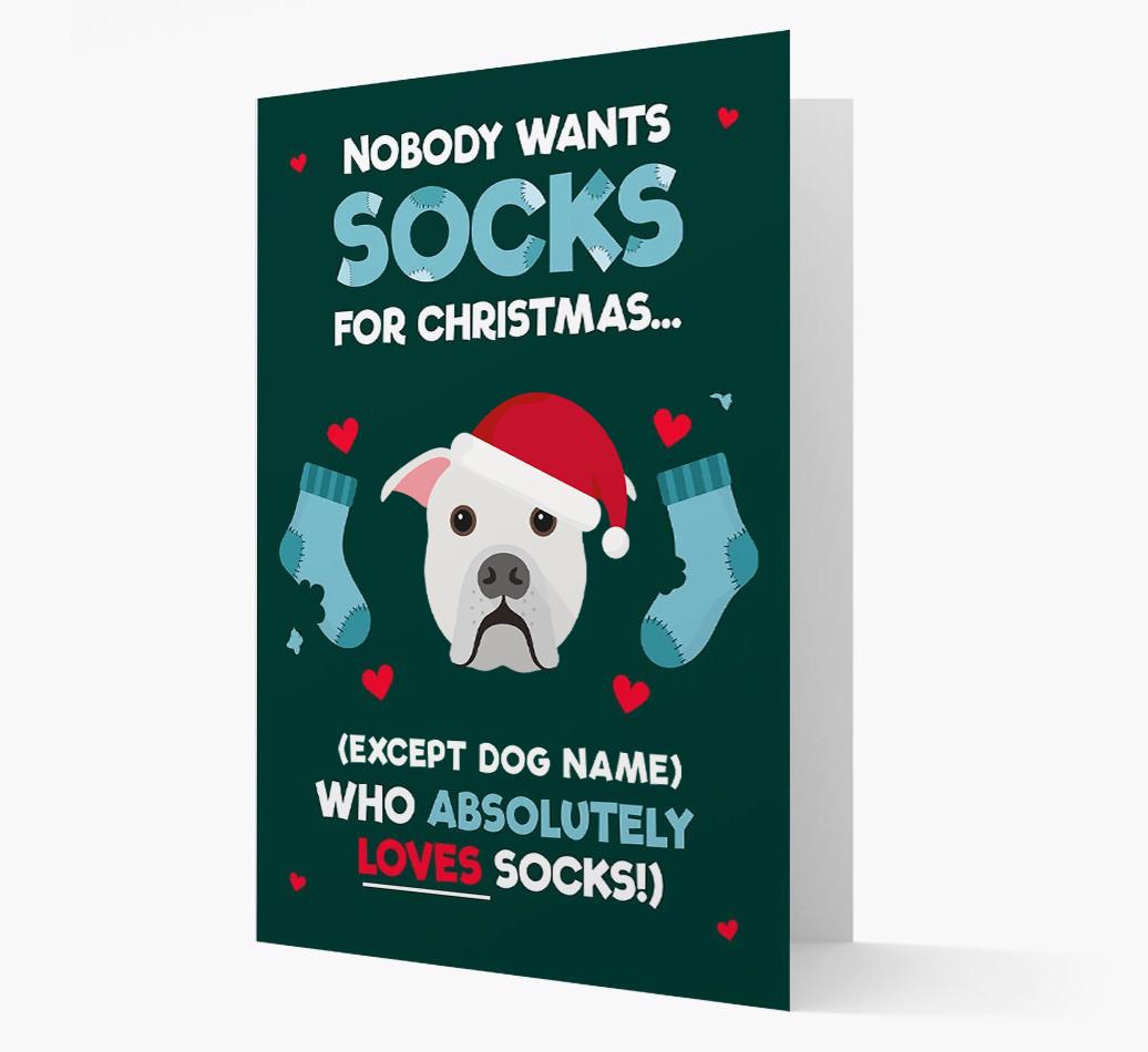 'Nobody Wants Socks for Christmas' - Personalized {breedFullName} Christmas Card