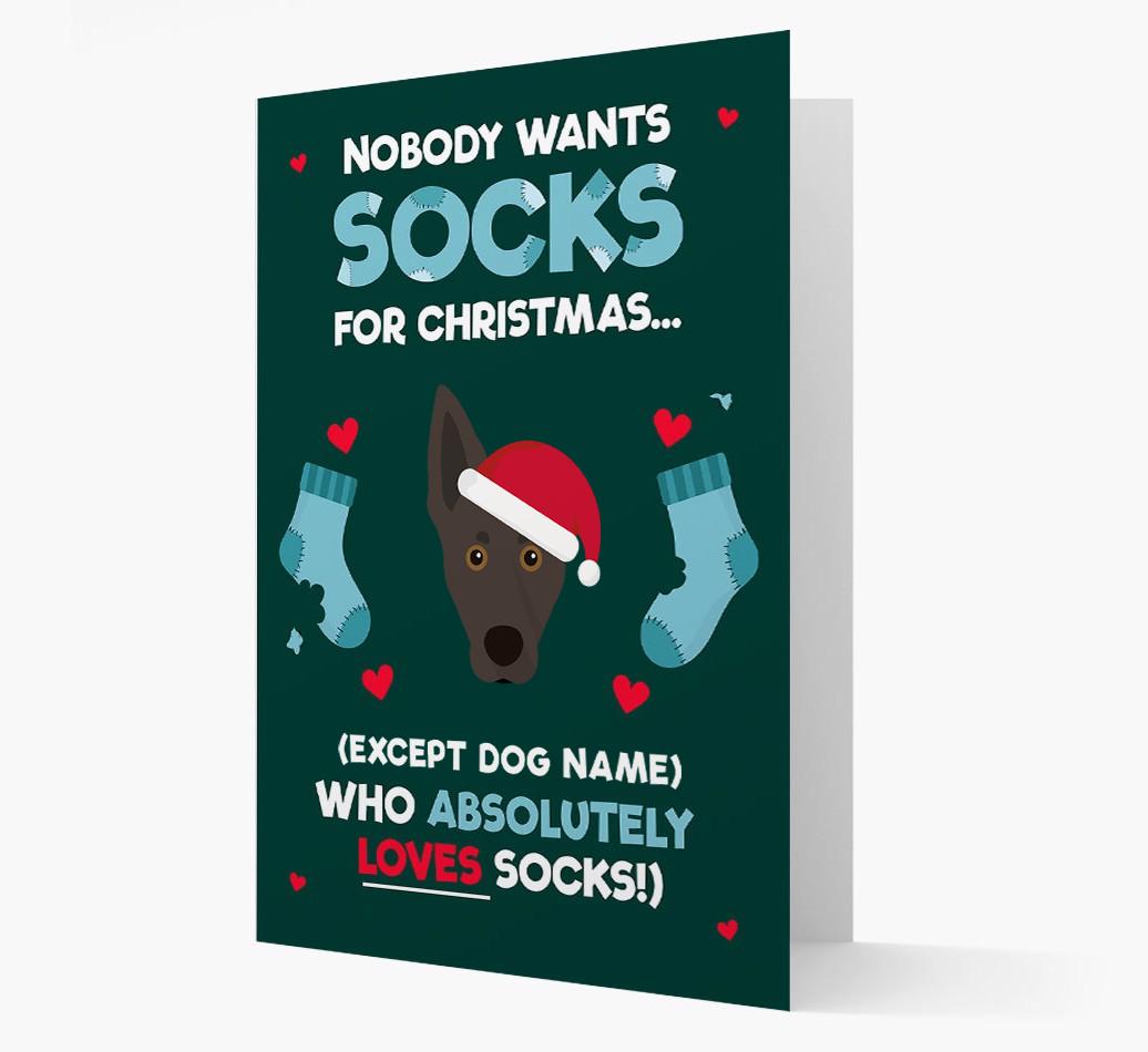 'Nobody Wants Socks for Christmas' - Personalized {breedFullName} Christmas Card