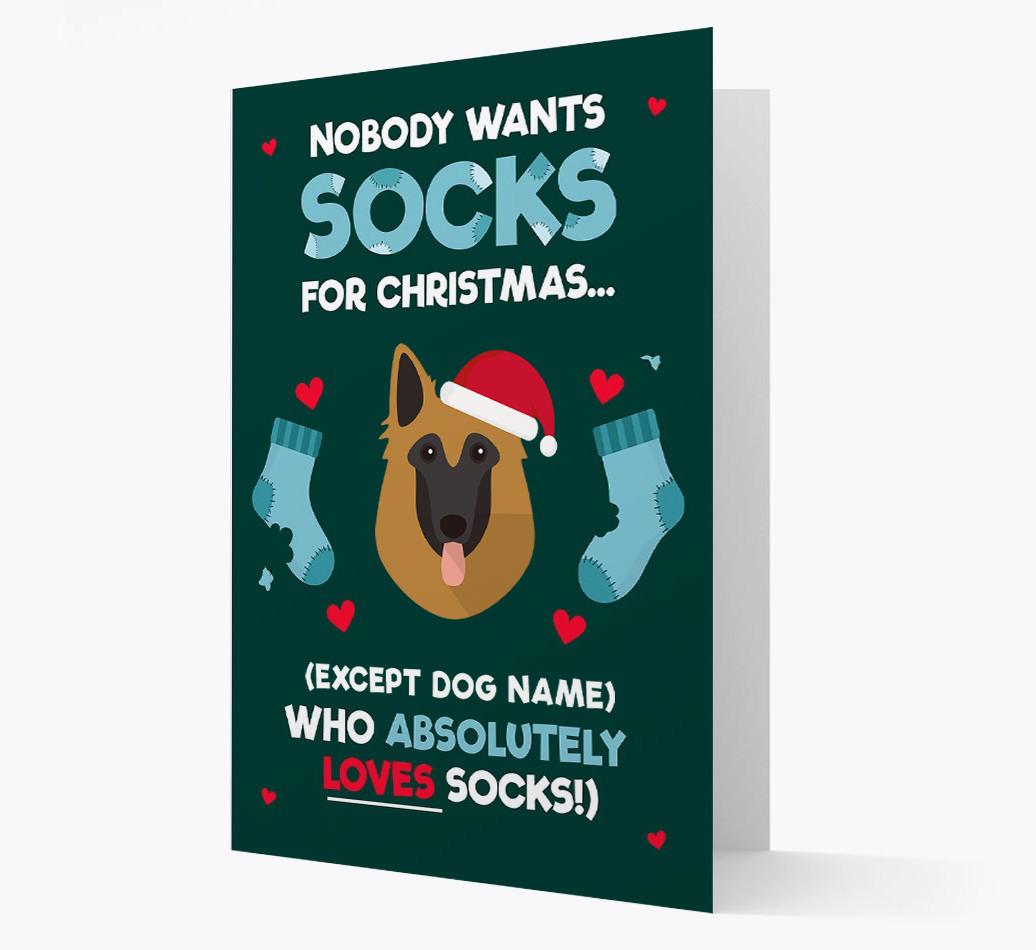 'Nobody Wants Socks for Christmas' - Personalized {breedFullName} Christmas Card
