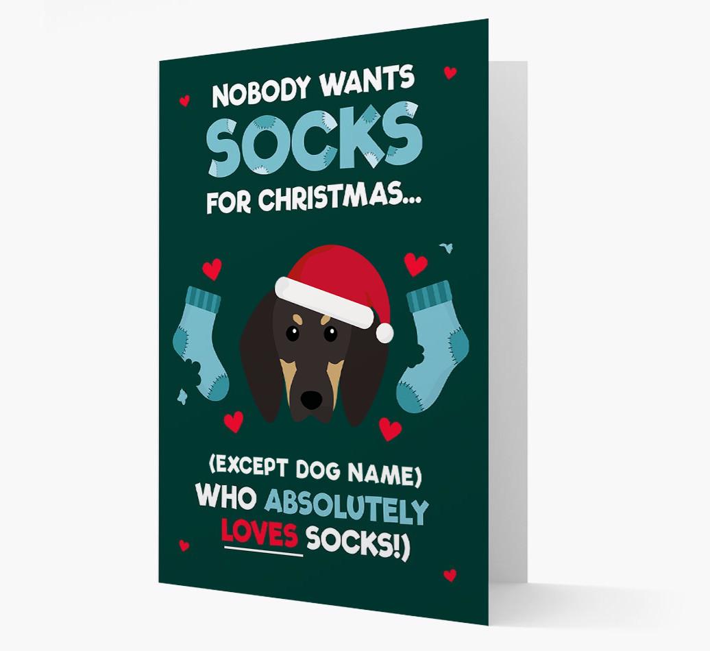 'Nobody Wants Socks for Christmas' - Personalized {breedFullName} Christmas Card