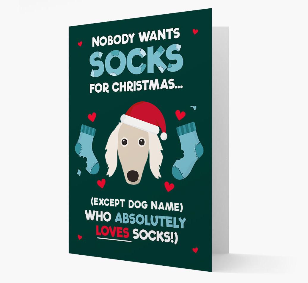 'Nobody Wants Socks for Christmas' - Personalized {breedFullName} Christmas Card