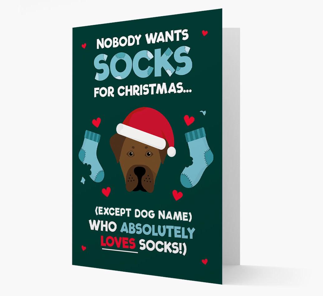 'Nobody Wants Socks for Christmas' - Personalized {breedFullName} Christmas Card