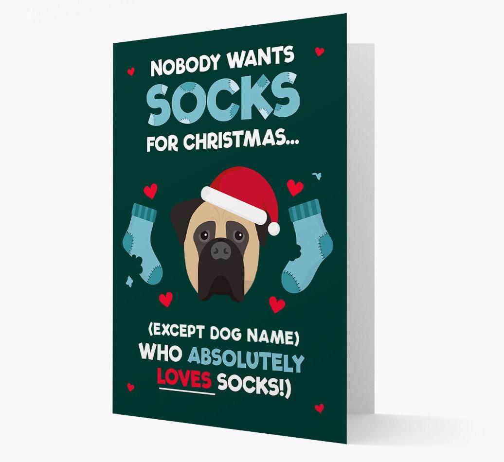 'Nobody Wants Socks for Christmas' - Personalized {breedFullName} Christmas Card