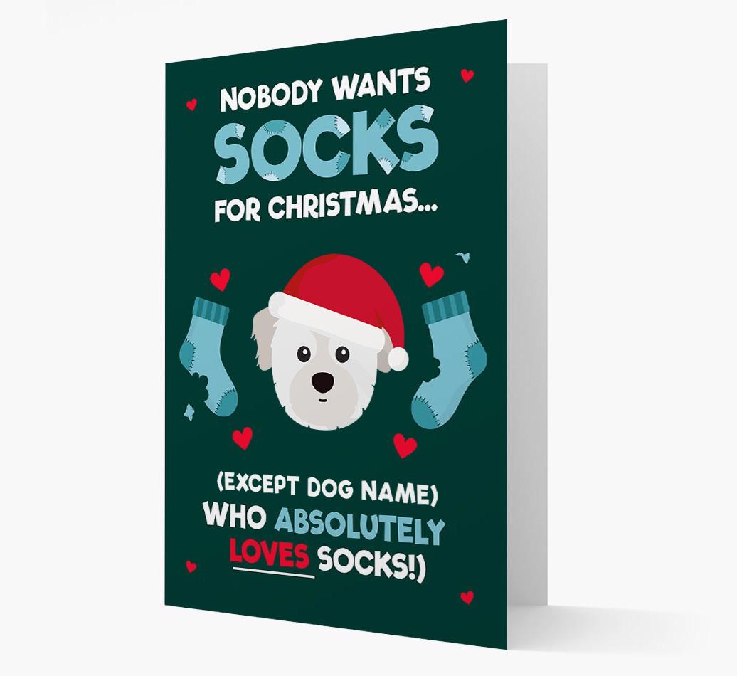 'Nobody Wants Socks for Christmas' - Personalized {breedFullName} Christmas Card
