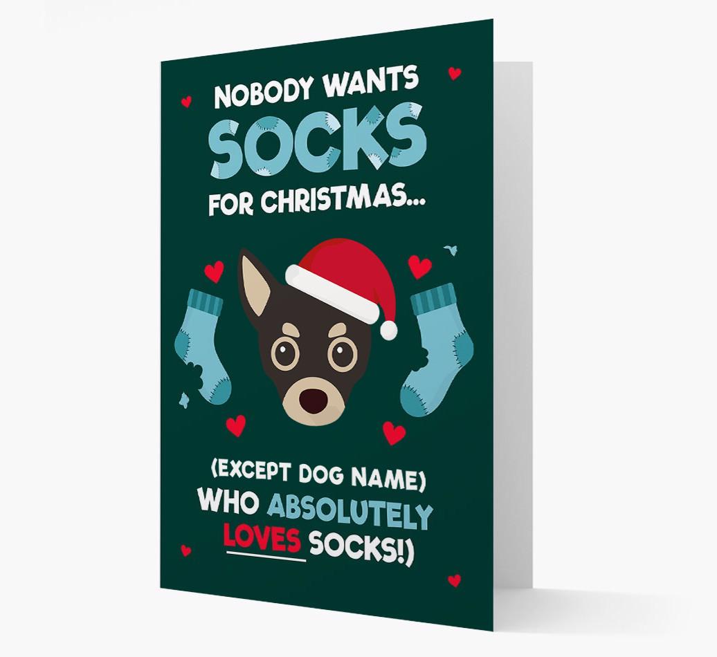 'Nobody Wants Socks for Christmas' - Personalized {breedFullName} Christmas Card