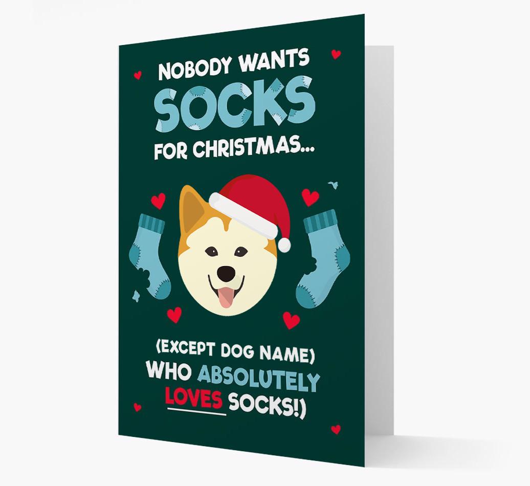 'Nobody Wants Socks for Christmas' - Personalized {breedFullName} Christmas Card