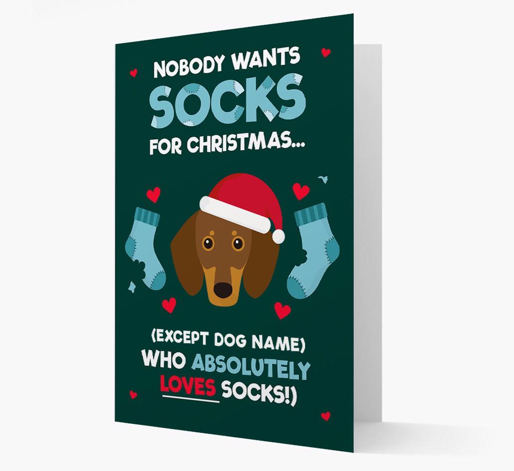 'Nobody Wants Socks for Christmas' - Personalized {breedFullName} Christmas Card