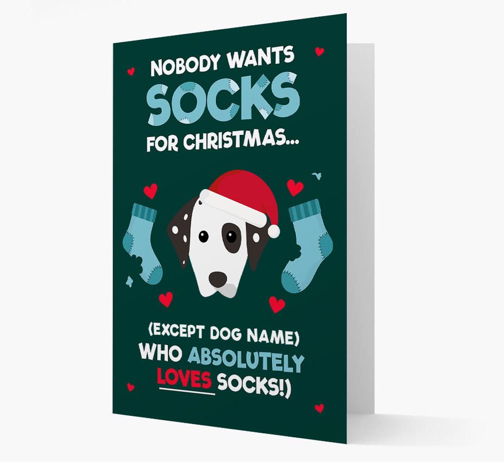 'Nobody Wants Socks for Christmas' - Personalized {breedFullName} Christmas Card