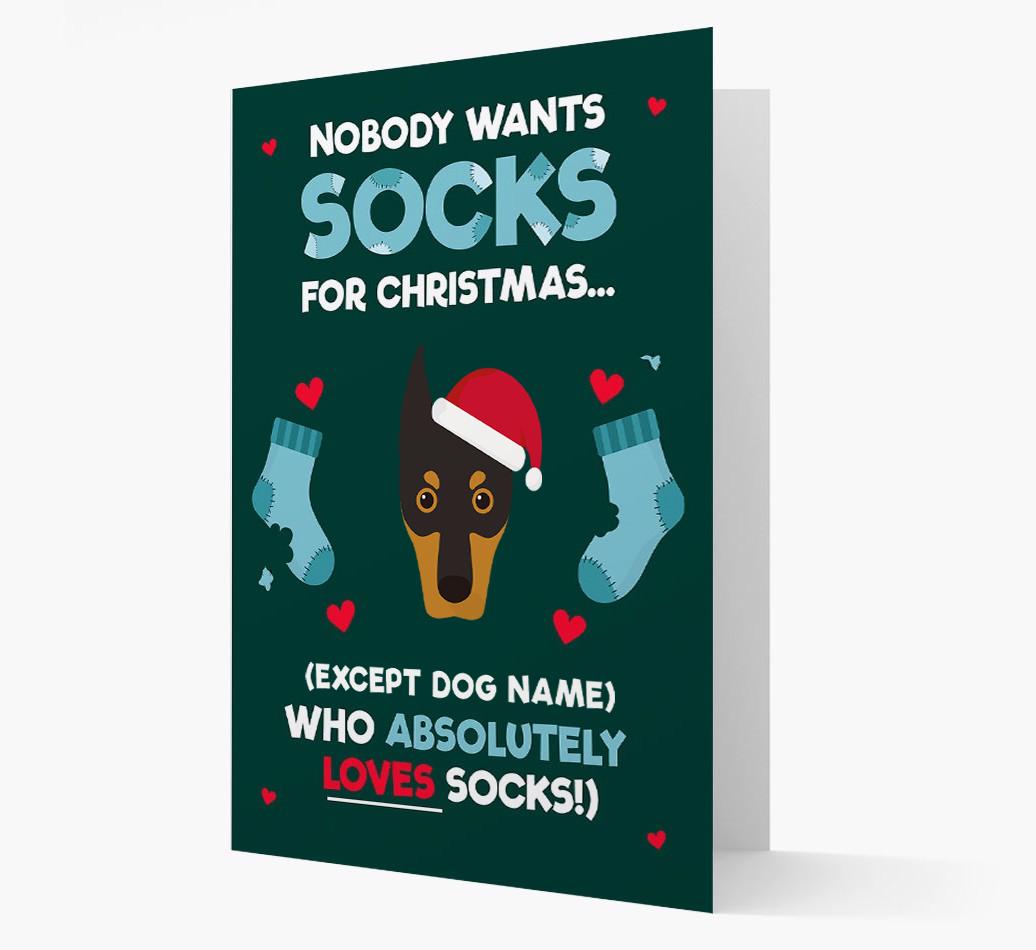 'Nobody Wants Socks for Christmas' - Personalized {breedFullName} Christmas Card