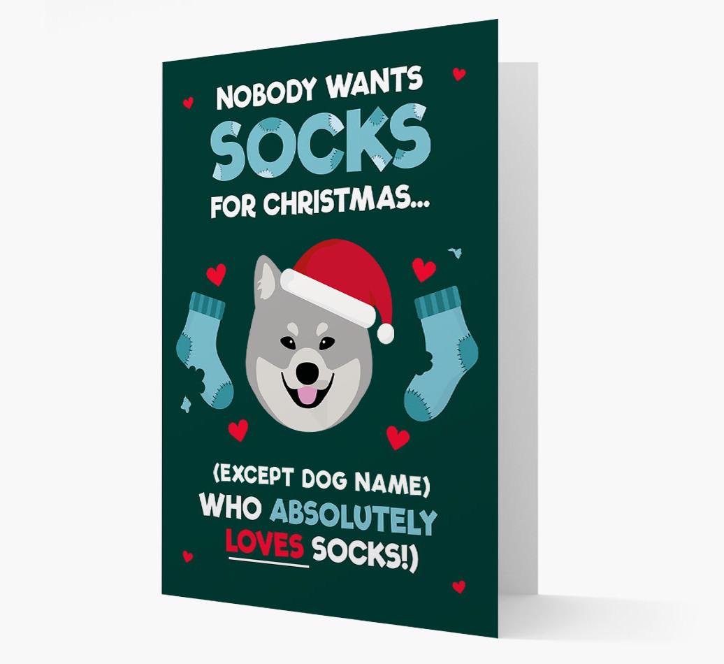 'Nobody Wants Socks for Christmas' - Personalized {breedFullName} Christmas Card