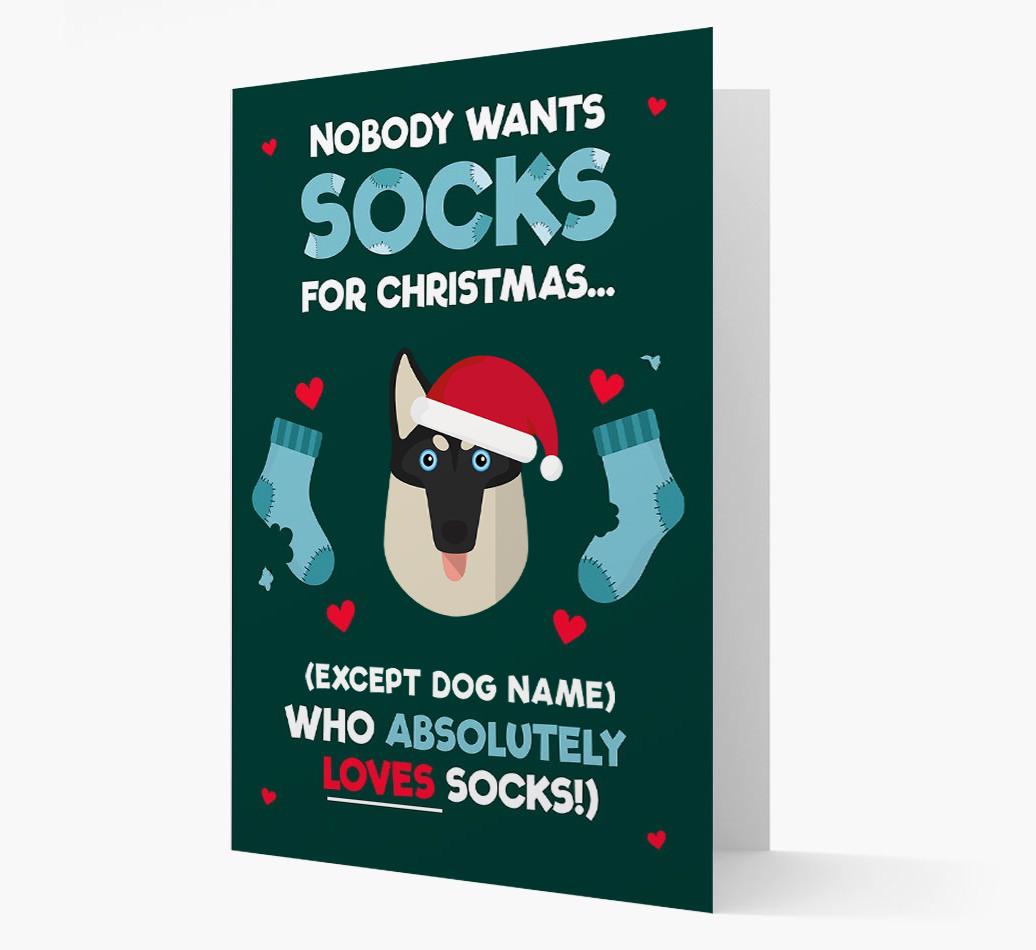 'Nobody Wants Socks for Christmas' - Personalized {breedFullName} Christmas Card