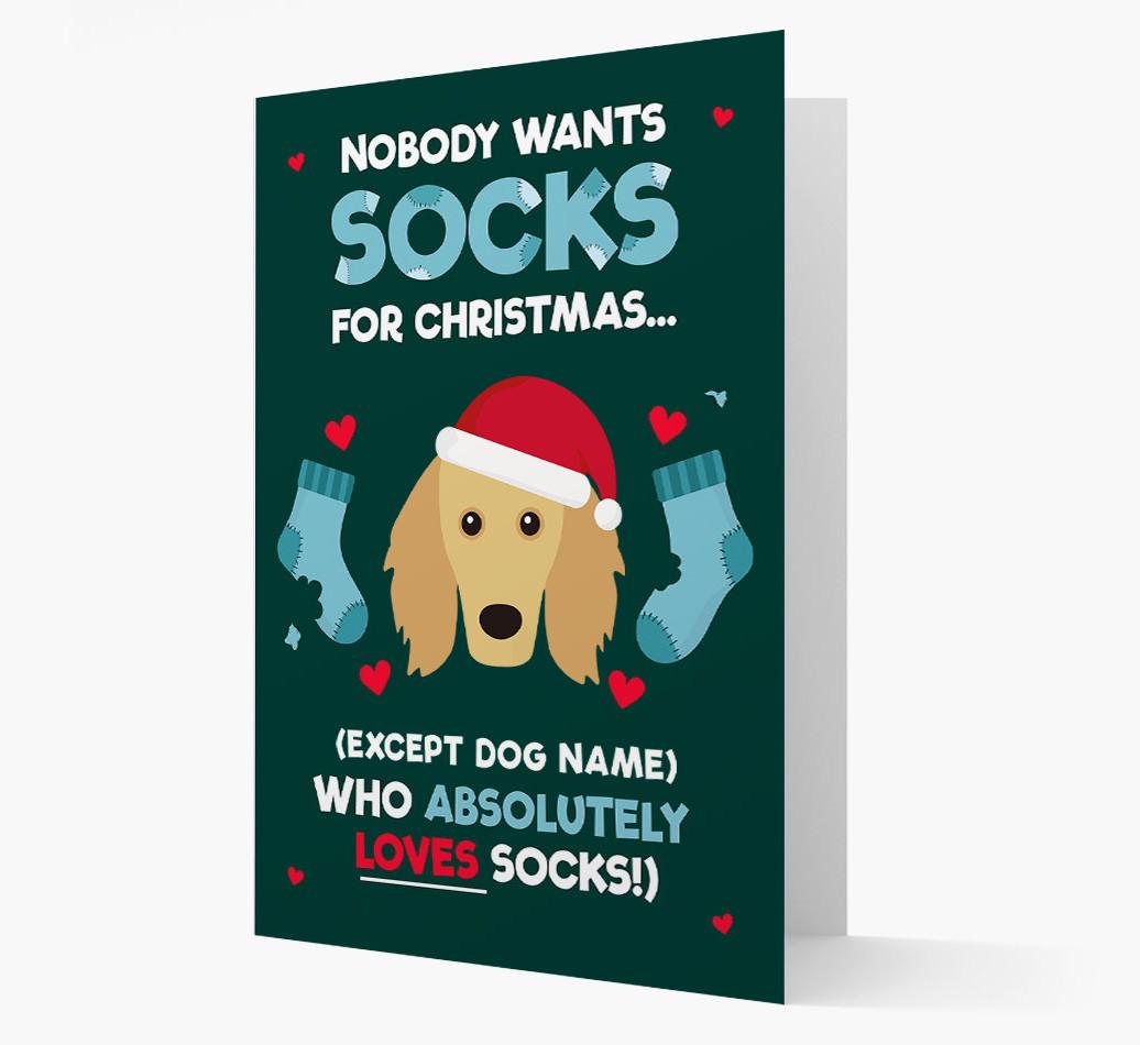 'Nobody Wants Socks for Christmas' - Personalized {breedFullName} Christmas Card