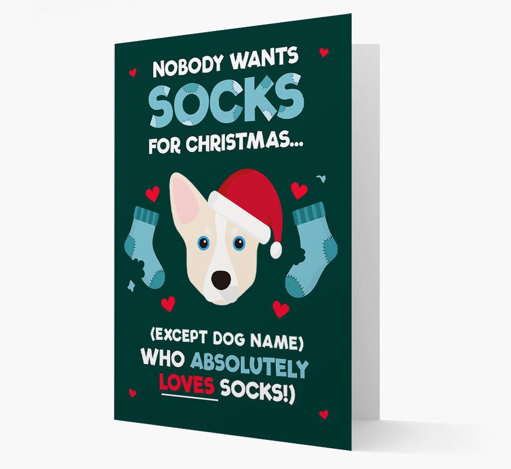 'Nobody Wants Socks for Christmas' - Personalized {breedFullName} Christmas Card