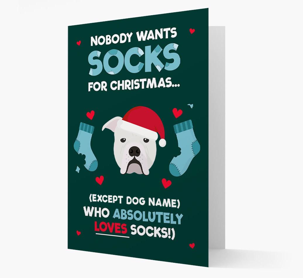 'Nobody Wants Socks for Christmas' - Personalized {breedFullName} Christmas Card