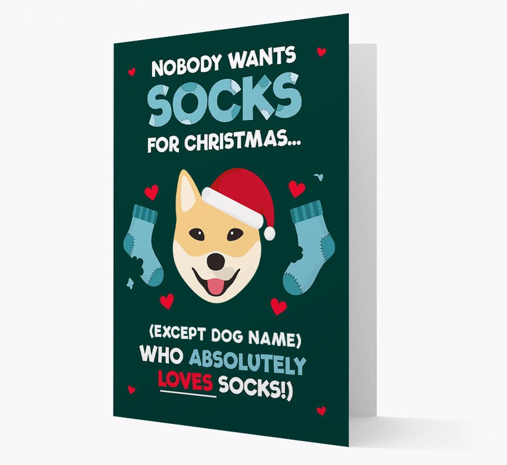 'Nobody Wants Socks for Christmas' - Personalized {breedFullName} Christmas Card