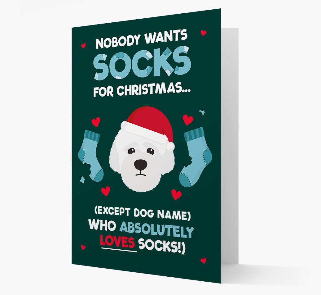 'Nobody Wants Socks for Christmas' - Personalized {breedFullName} Christmas Card