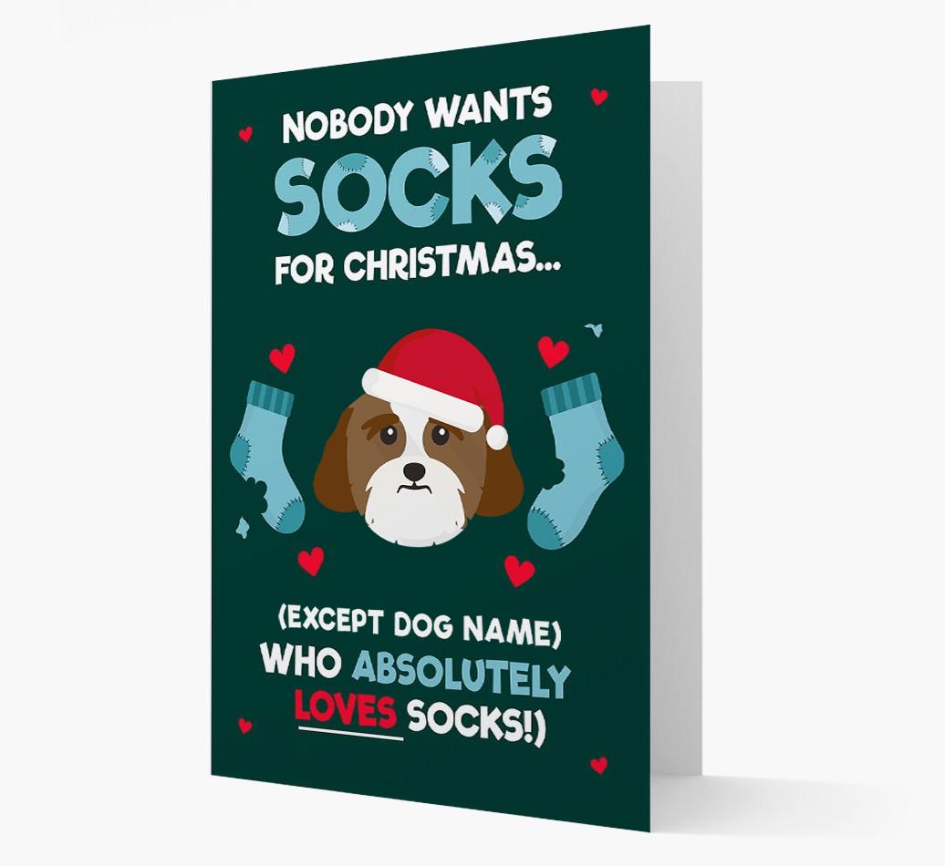 'Nobody Wants Socks for Christmas' - Personalized {breedFullName} Christmas Card