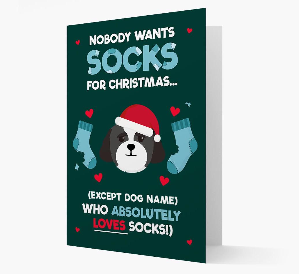 'Nobody Wants Socks for Christmas' - Personalized {breedFullName} Christmas Card