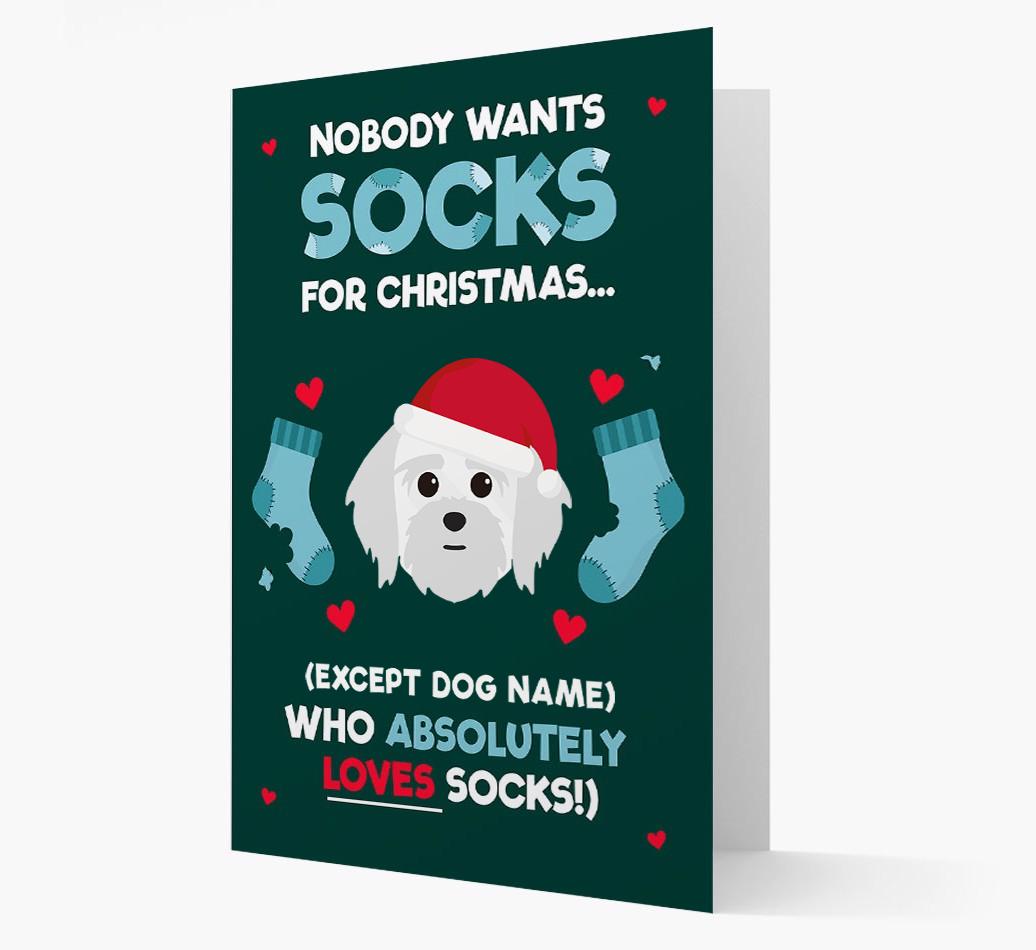 'Nobody Wants Socks for Christmas' - Personalized {breedFullName} Christmas Card