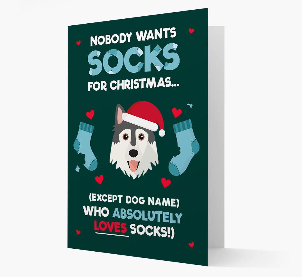'Nobody Wants Socks for Christmas' - Personalized {breedFullName} Christmas Card