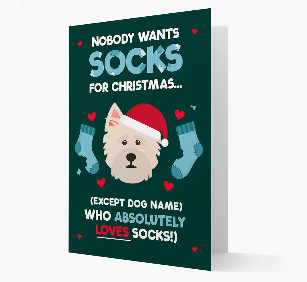 'Nobody Wants Socks for Christmas' - Personalized {breedFullName} Christmas Card