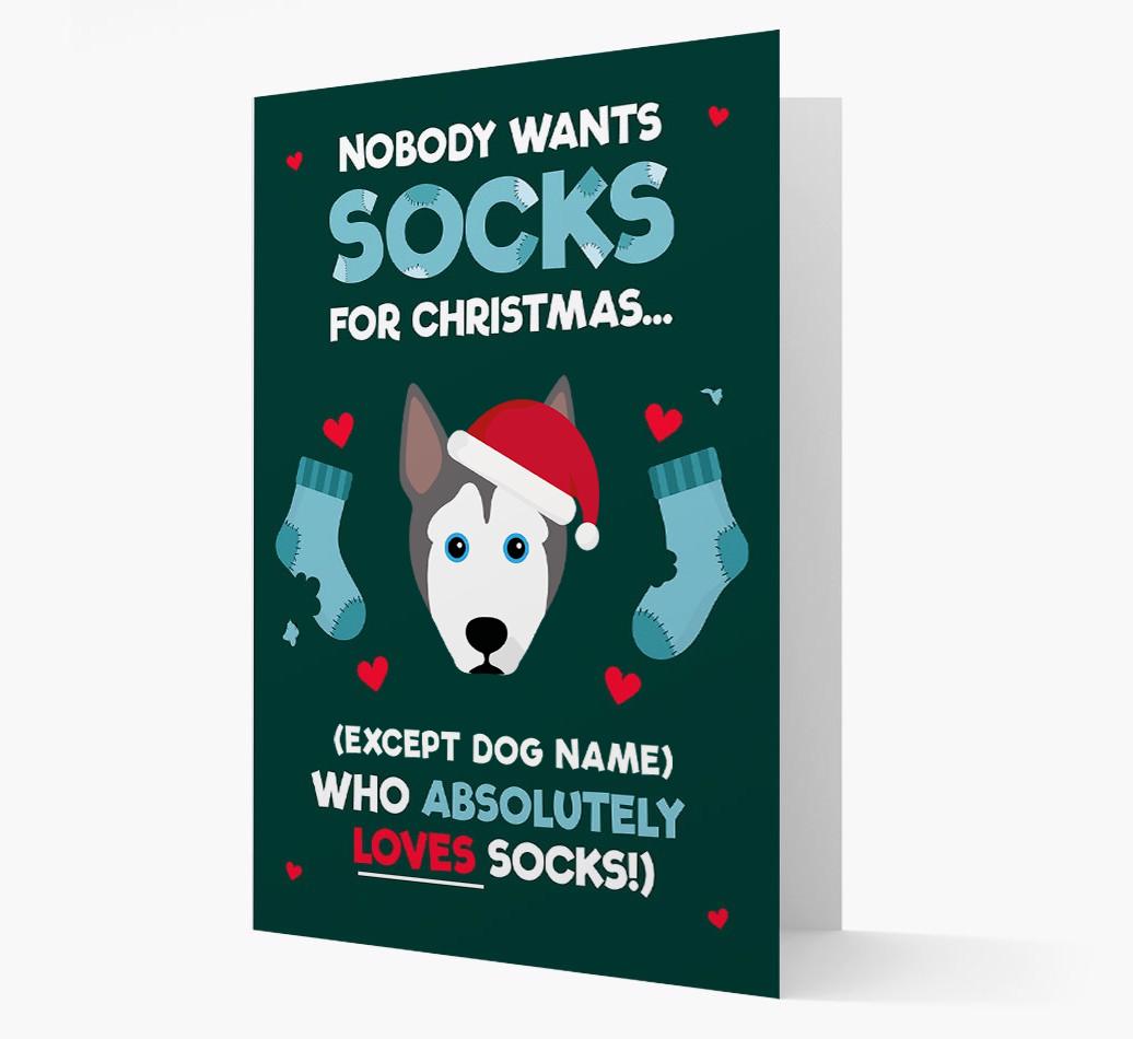 'Nobody Wants Socks for Christmas' - Personalized {breedFullName} Christmas Card