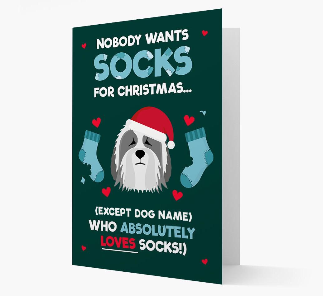 'Nobody Wants Socks for Christmas' - Personalized {breedFullName} Christmas Card