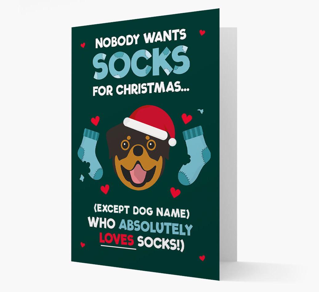 'Nobody Wants Socks for Christmas' - Personalized {breedFullName} Christmas Card