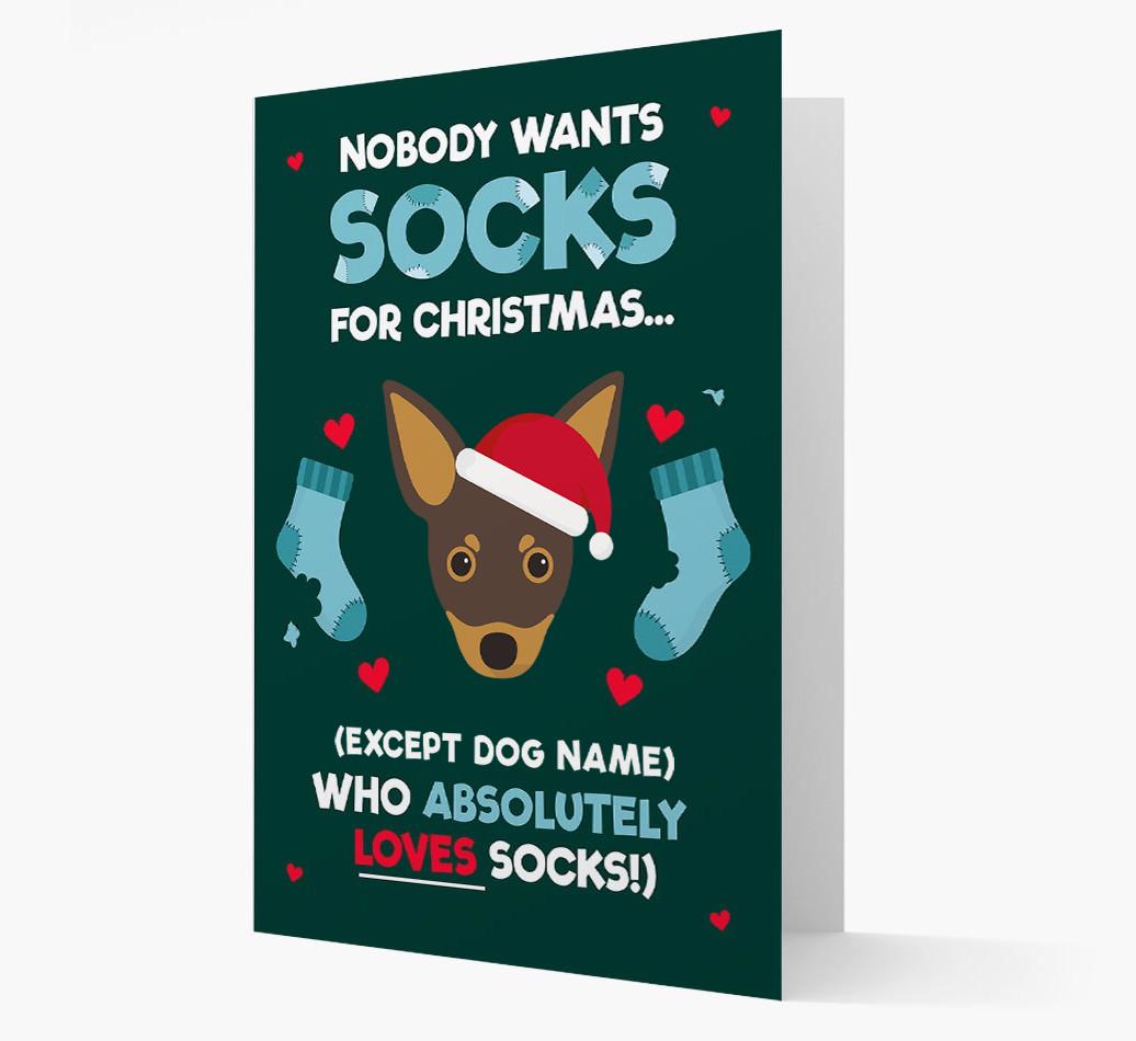 'Nobody Wants Socks for Christmas' - Personalized {breedFullName} Christmas Card