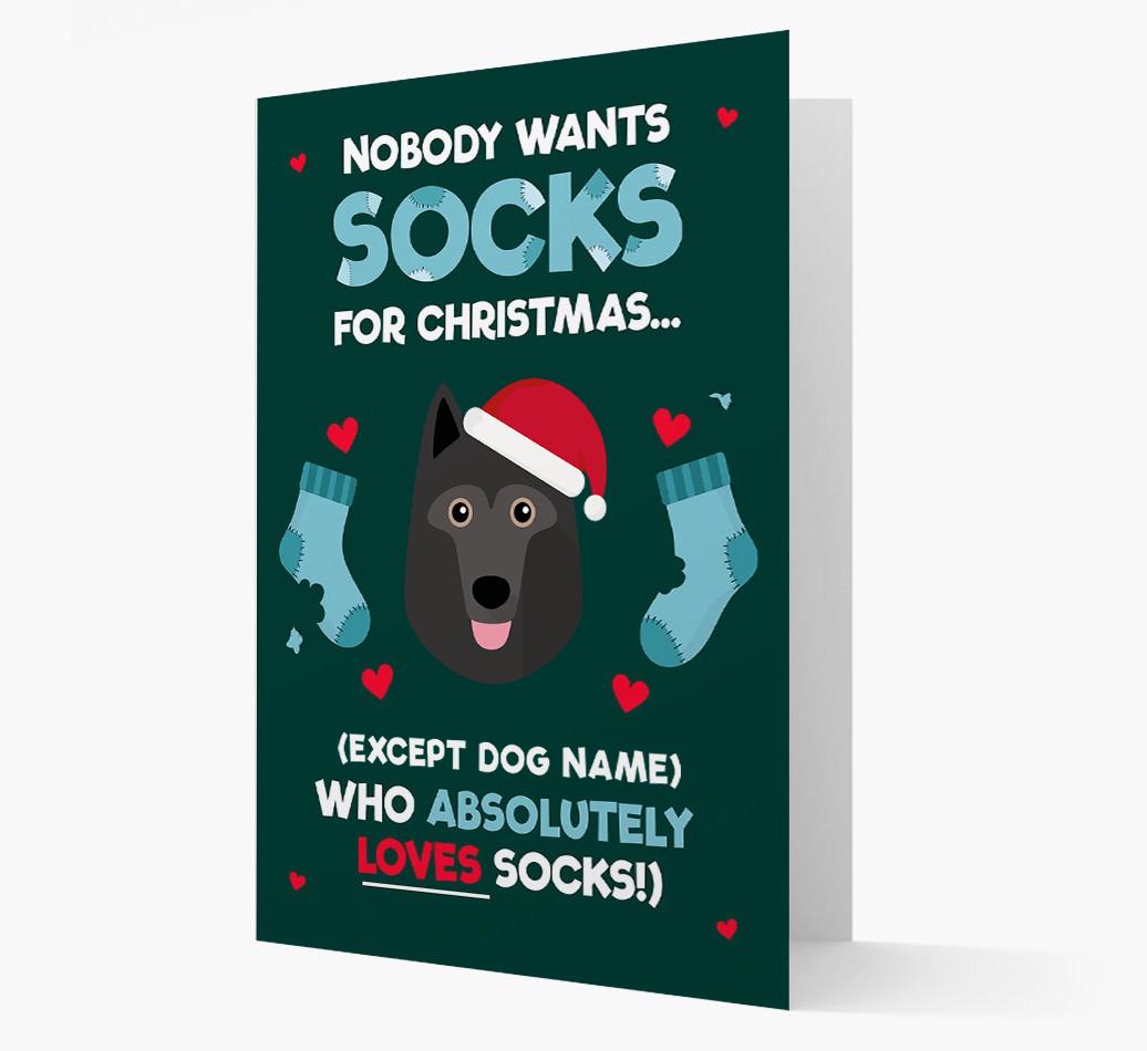 'Nobody Wants Socks for Christmas' - Personalized {breedFullName} Christmas Card
