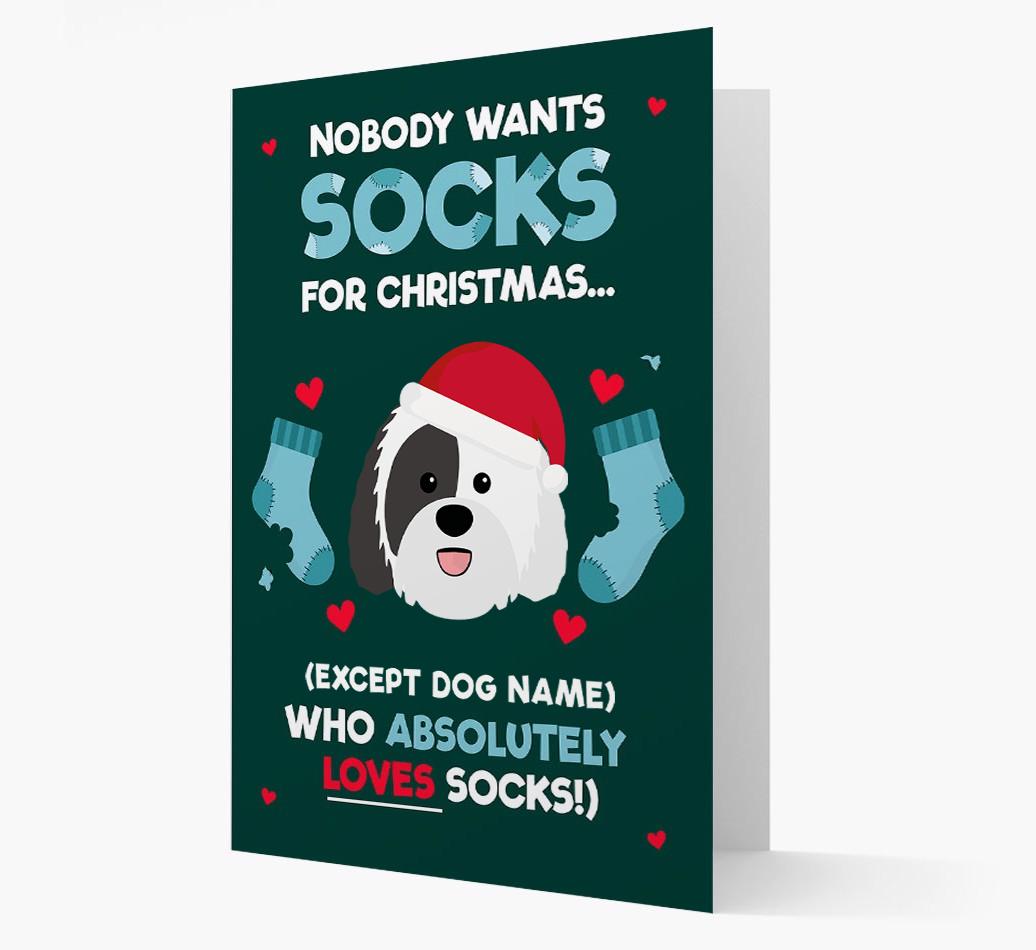 'Nobody Wants Socks for Christmas' - Personalized {breedFullName} Christmas Card