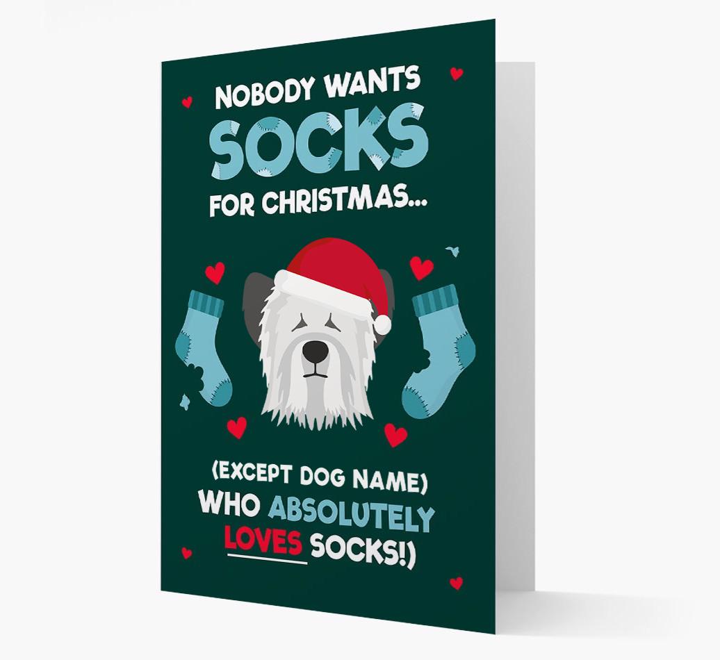 'Nobody Wants Socks for Christmas' - Personalized {breedFullName} Christmas Card