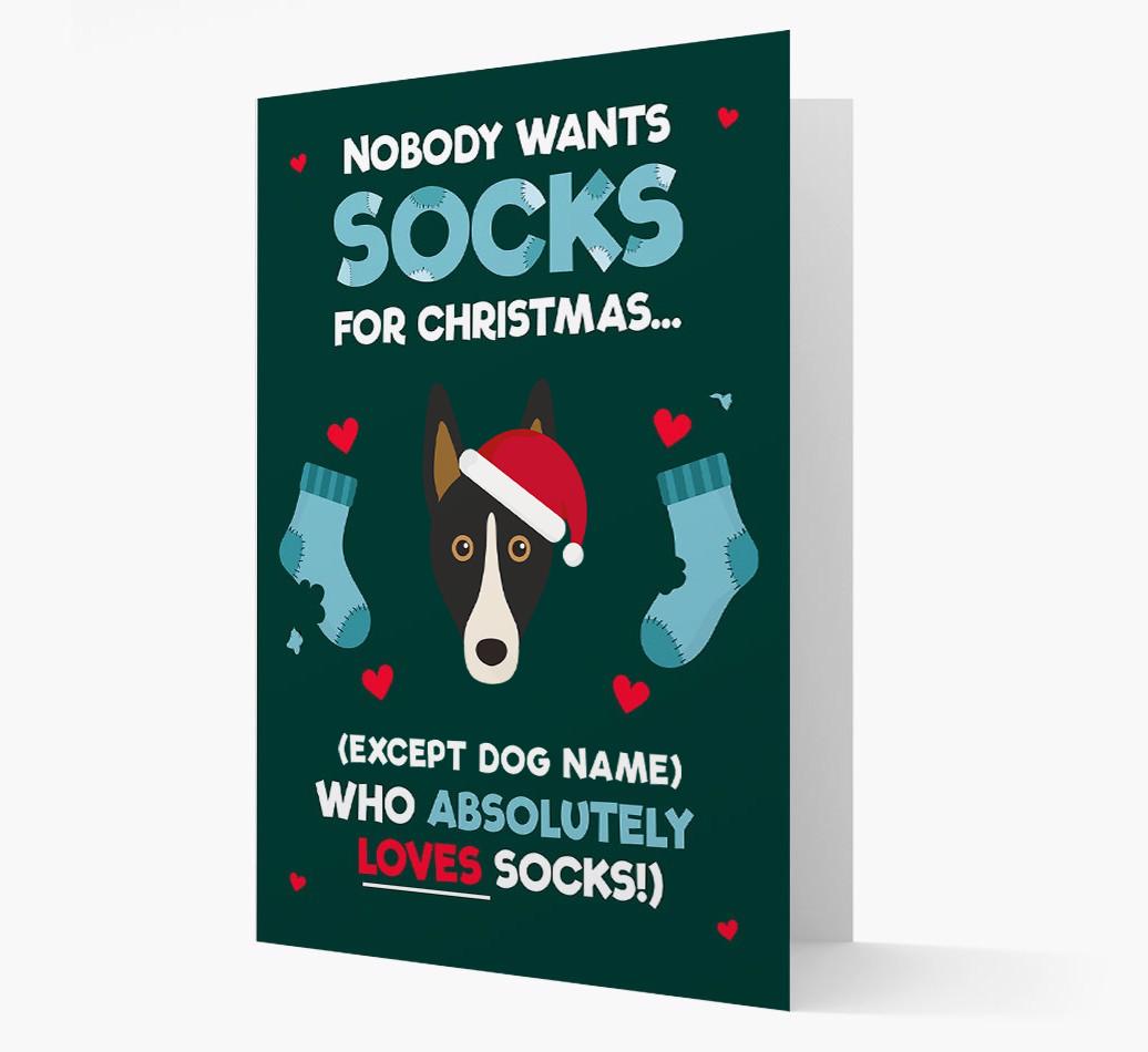 'Nobody Wants Socks for Christmas' - Personalized {breedFullName} Christmas Card