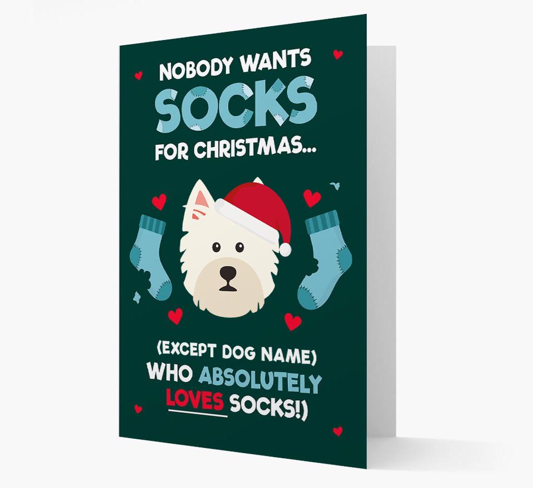 'Nobody Wants Socks for Christmas' - Personalized {breedFullName} Christmas Card