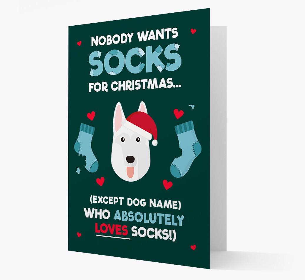 'Nobody Wants Socks for Christmas' - Personalized {breedFullName} Christmas Card