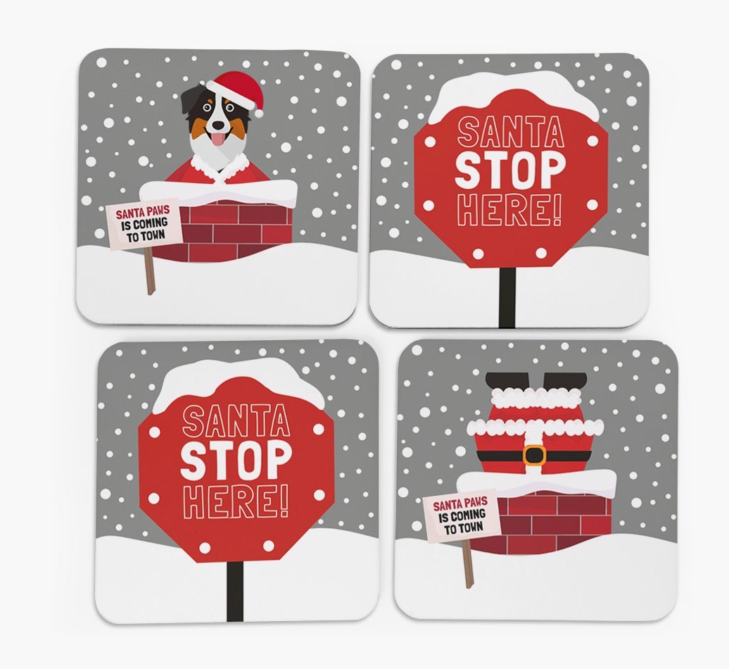 'Santa Paws' - Personalised {breedFullName} Coasters