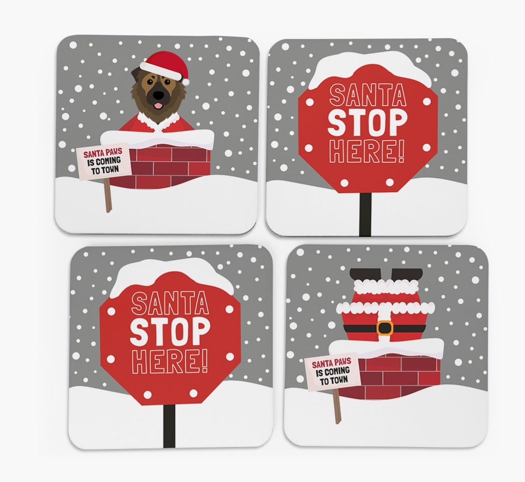'Santa Paws' - Personalised {breedFullName} Coasters