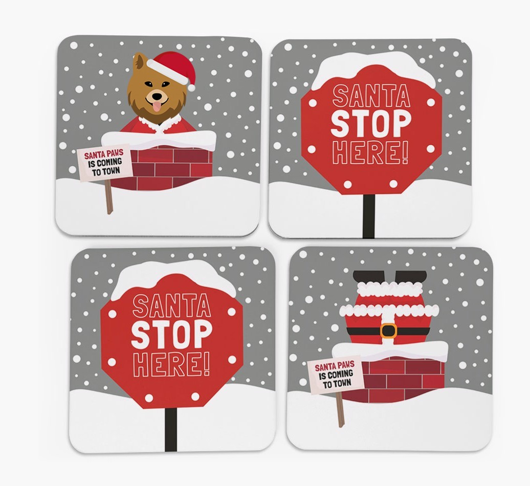 'Santa Paws' - Personalised {breedFullName} Coasters