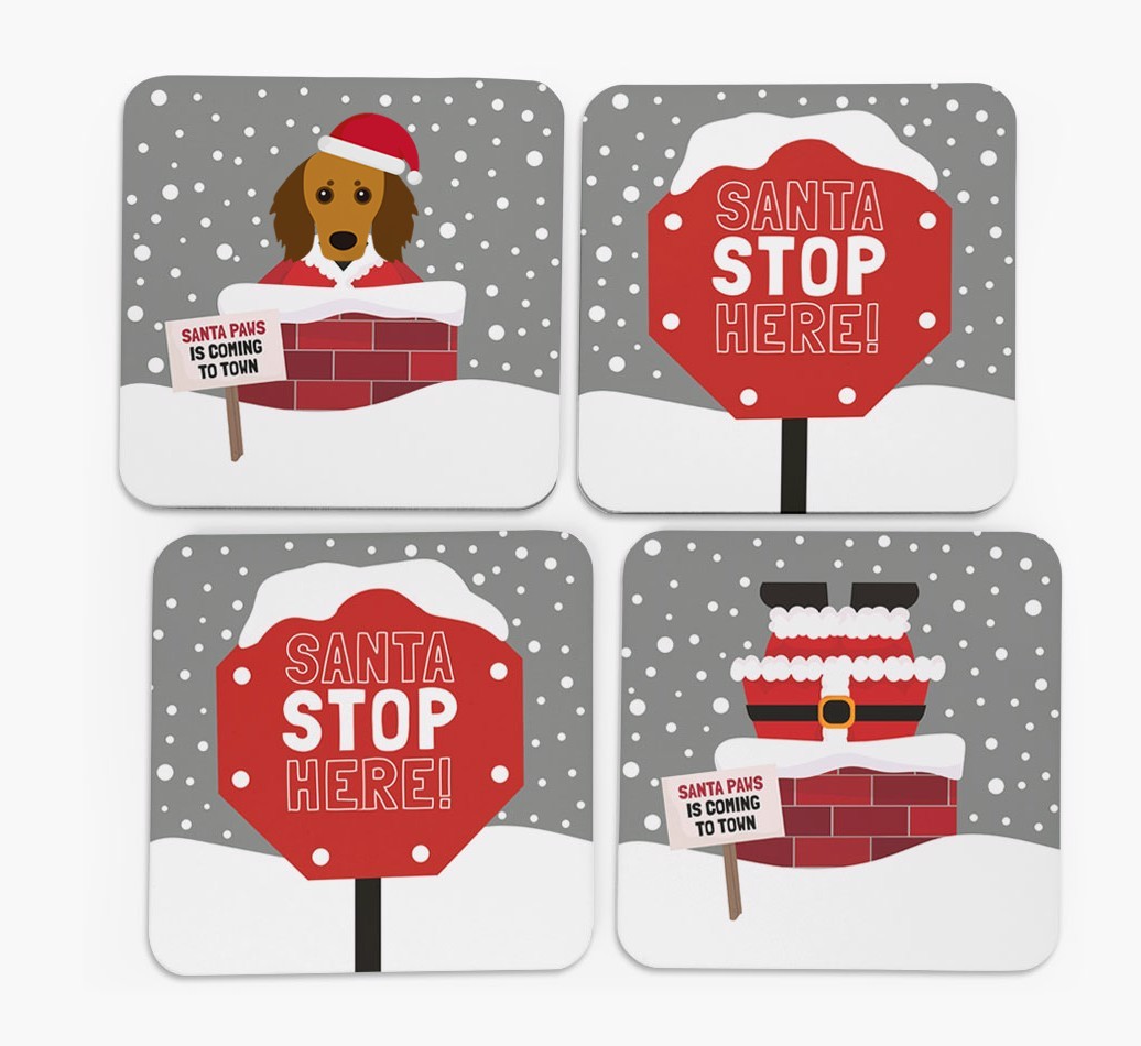 'Santa Paws' - Personalised {breedFullName} Coasters