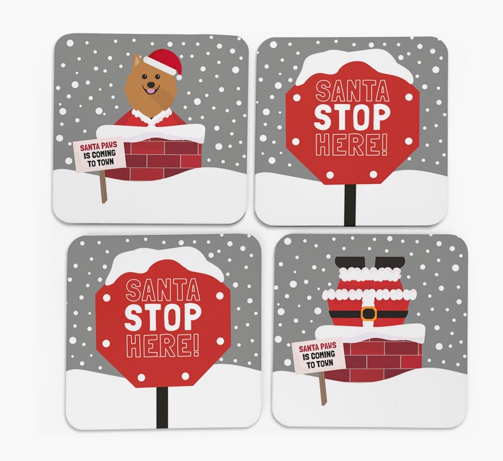 'Santa Paws' - Personalised {breedFullName} Coasters