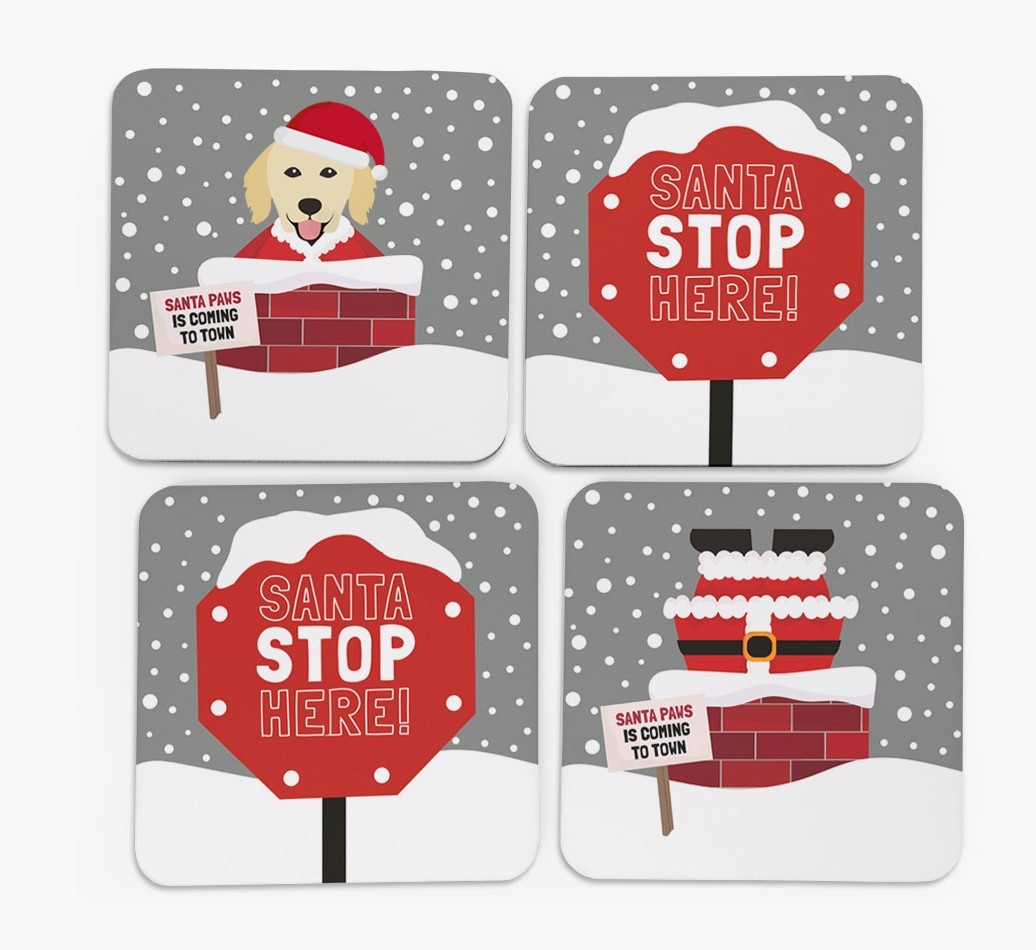 'Santa Paws' - Personalised {breedFullName} Coasters
