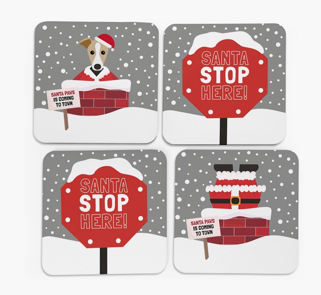 'Santa Paws' - Personalised {breedFullName} Coasters