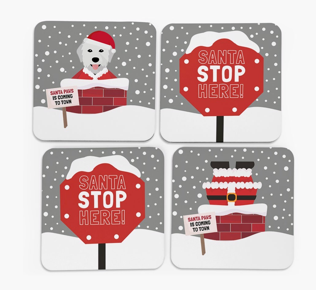 'Santa Paws' - Personalised {breedFullName} Coasters