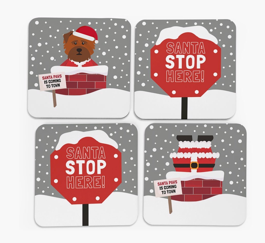 'Santa Paws' - Personalised {breedFullName} Coasters